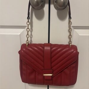 Elegant Red Quilted Shoulder Bag